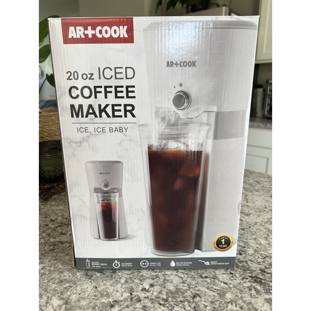 AR+COOK 20 oz Iced Coffee Maker with Reusable Tumbler – New in Box